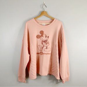 Disney Parks Pink Fleece Lined Sweater Sweatshirt Quilted Slouchy Relaxed 2X XXL